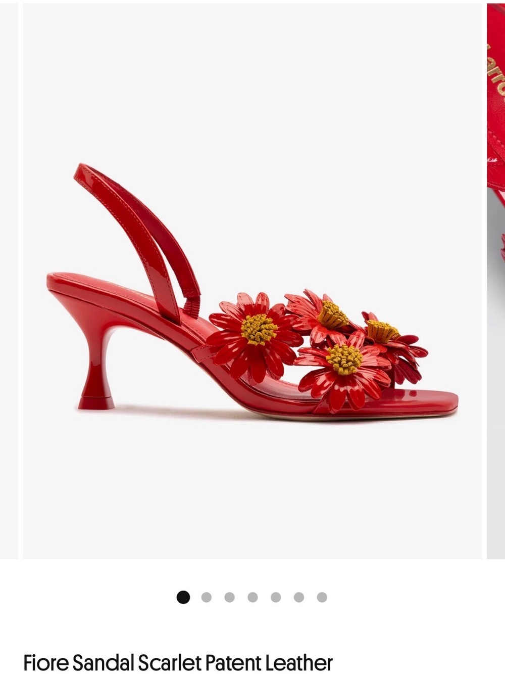 Larroude Fiore Slingback Sandal in Scarlet Patent size 8